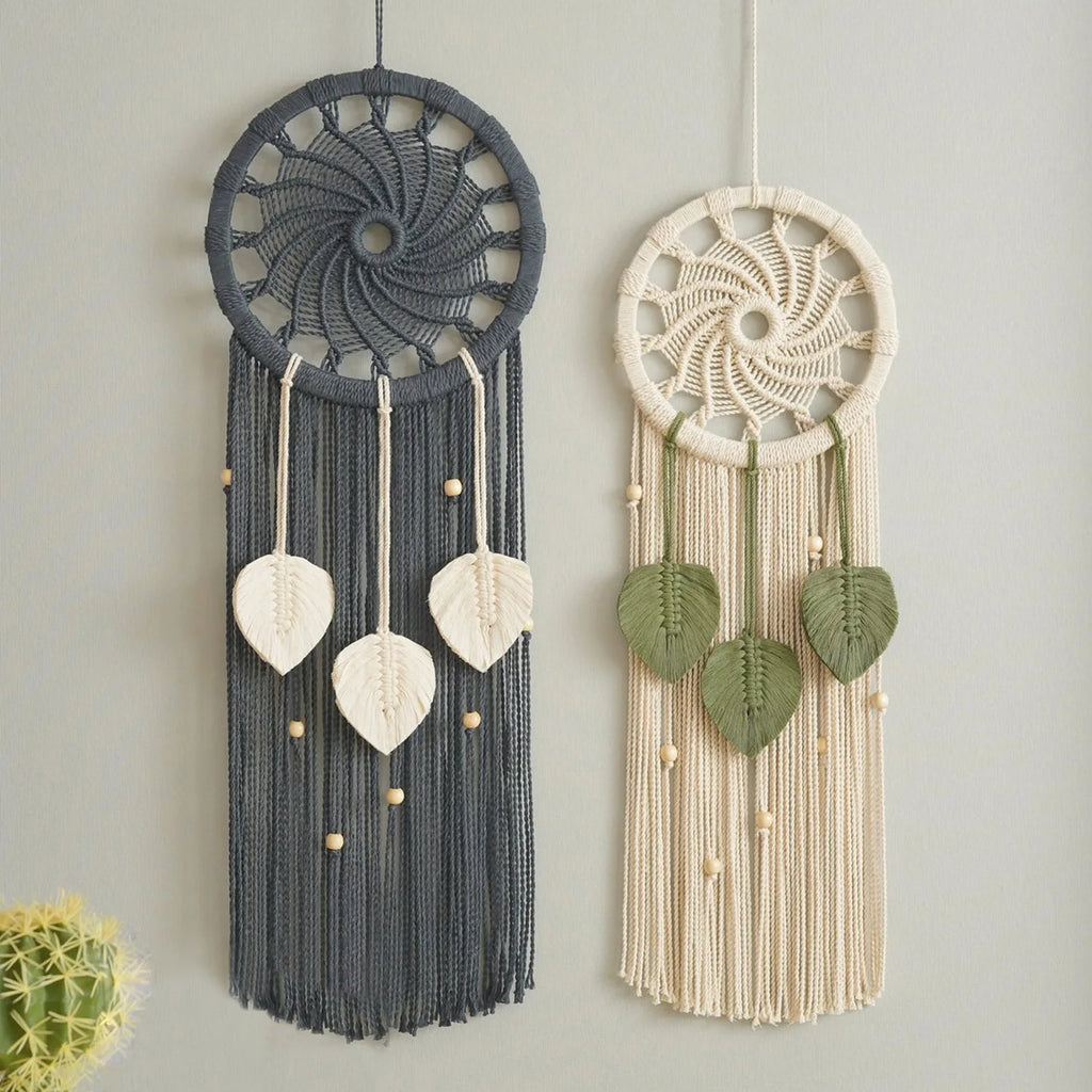 Leaf net hand woven tapestry creative circular background wall decoration homestay home wall decoration nordic style home decor