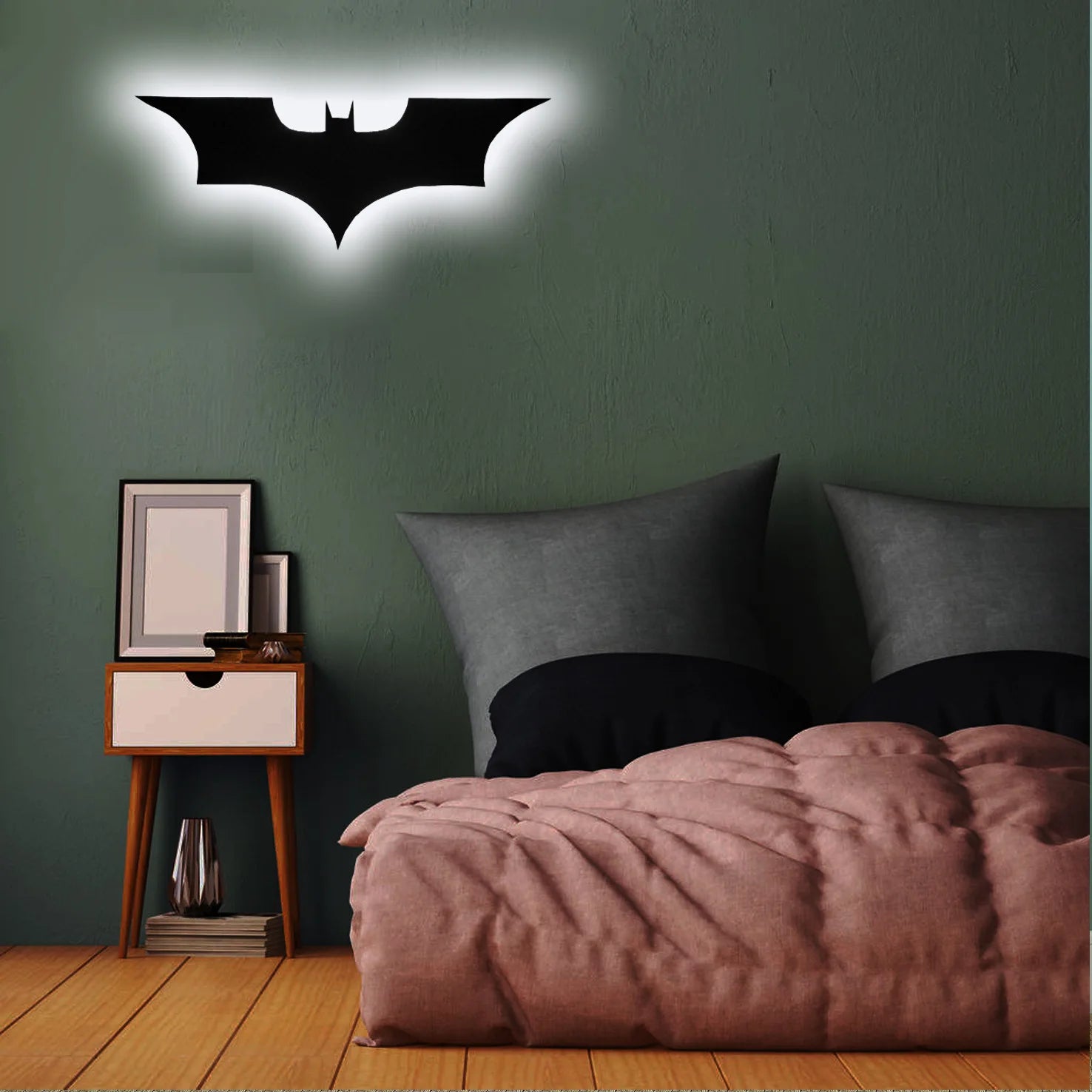 ZK50 Colorful And Cool LED Night Light Decorative Wall Lamp Plug-in Remote Control Color Changing Bat Wing Bedside Ambient Light
